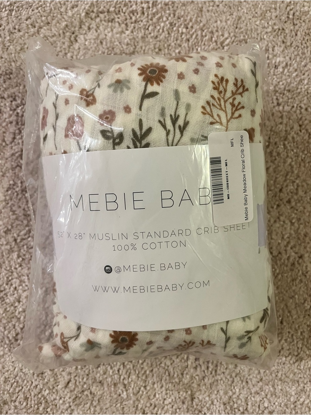 New! Mebie Baby Meadow Floral Muslin Crib Sheet